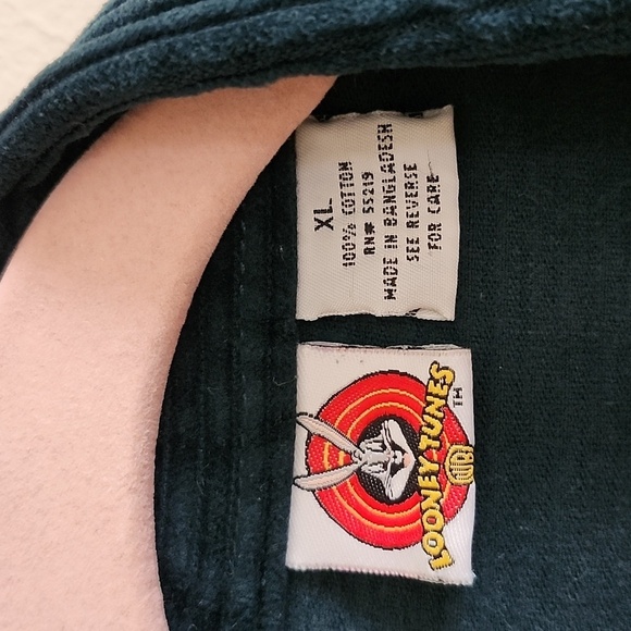 Looney Tunes Shirt Size XL Vintage Tweety Bird Hunter Green Corduroy Button-Up - Picture 5 of 10